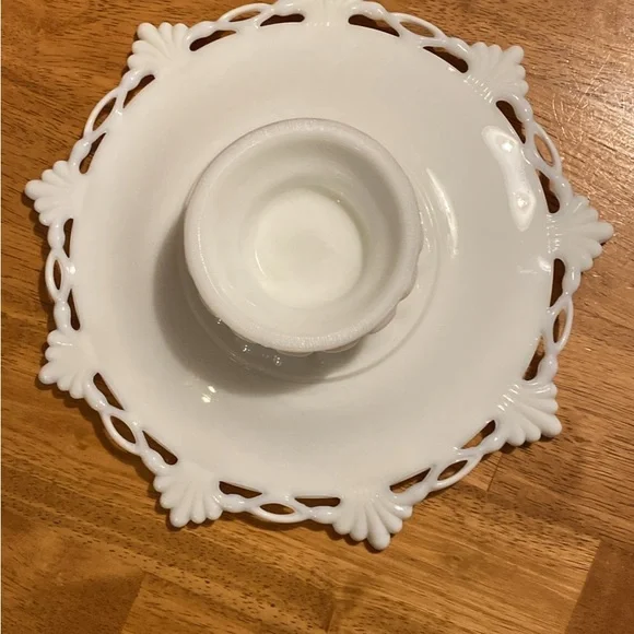 Vintage Milk Glass Pedestal Plate - Picture 2 of 4
